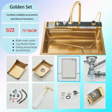 Luxe RVS Keukenspoelbak met Digitale Kraan – 75x45 cm | Gun Grey | Bovenbouw | Waterval Afvoer & Zeepdispenser