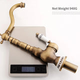 Antieke Messing Keukenkraan met Keramische Handgreep – 360° Draaiend | Traditioneel Design