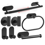 Zelfklevende RVS Badkamer Accessoireset – Geen Boren | Geborstelde Afwerking | Metalen Montage