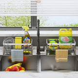 Multifunctionele Sponshouder – Koolstofstaal | Roestbestendig | Zonder Installatie | Met Afvoerfunctie