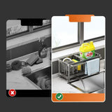 Multifunctionele Sponshouder – Koolstofstaal | Roestbestendig | Zonder Installatie | Met Afvoerfunctie