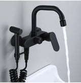 AquaJet Zwart Messing Wandkraan met Zijspuit