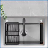 Luxe Zwarte Multifunctionele Keukenspoelbak – 304 RVS | 68 of 75 cm | Met Flying Rain Uittrekbare Kraan & Accessoires