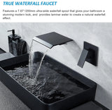 Waterval Wastafelkraan – Dubbele Handvatten | Chroom & Mat Zwart | 2-Gats Wand- of Tafelmontage