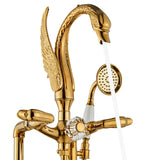 Klassieke Gouden Bad- & Douchekraan – Dubbele Handgreep | Wandmontage | Messing | Inclusief Slangen