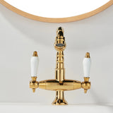 Antiek Messing Waskraan Industriële Stijl Enkele Gat Dubbele Handgreep