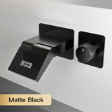 Wastafelkraan met LED Licht – Wandmontage | 2 Gaten | Warm & Koud Water | Messing