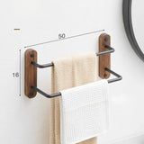 Dubbele Handdoekstang – Wandmontage | Hout | Met Haak | Natuurlijke Afwerking