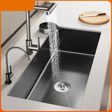 Luxe Waterval Keukenspoelbak – Zwart RVS | Enkelbak | Onderbouw | Inclusief Kraan & Zeepdispenser