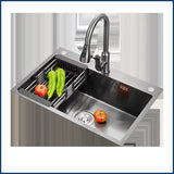 Luxe Zwarte Multifunctionele Keukenspoelbak – 304 RVS | 68 of 75 cm | Met Flying Rain Uittrekbare Kraan & Accessoires