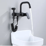 AquaJet Zwart Messing Wandkraan met Zijspuit