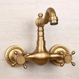 Wandgemonteerde Keuken- en Badkamerkraan – Antiek Messing | Warm & Koud Water