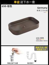 Rechthoekige Keramische Wastafel – Mat Afgewerkt | 9L Capaciteit | Bovenop het Aanrecht | Nordic Stijl