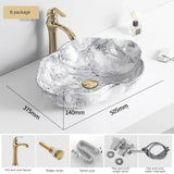 Ovale Keramische Wastafel met Marmerpatroon – Tafelbladmodel | Licht Luxe Design | 12L