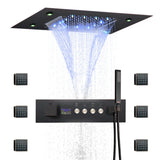 Thermostatische Douchekraan met LED Display – Ingebouwde Smart Functie | Vierkante Douchestraal | Messing | Zwart