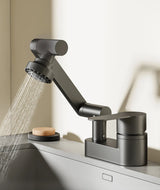 AquaTwist Duo-Flex Wastafelmengkraan – 360° Draaiende Tweegatskraan voor Warm & Koud Water