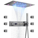 Thermostatische Douchekraan met LED Display – Ingebouwde Smart Functie | Vierkante Douchestraal | Messing | Zwart