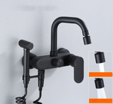 AquaJet Zwart Messing Wandkraan met Zijspuit