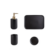 ScandiLuxe Scandinavische Badkamerset – 4-delige Keramische Wasset met Tandenborstelbeker