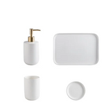 ScandiLuxe Scandinavische Badkamerset – 4-delige Keramische Wasset met Tandenborstelbeker