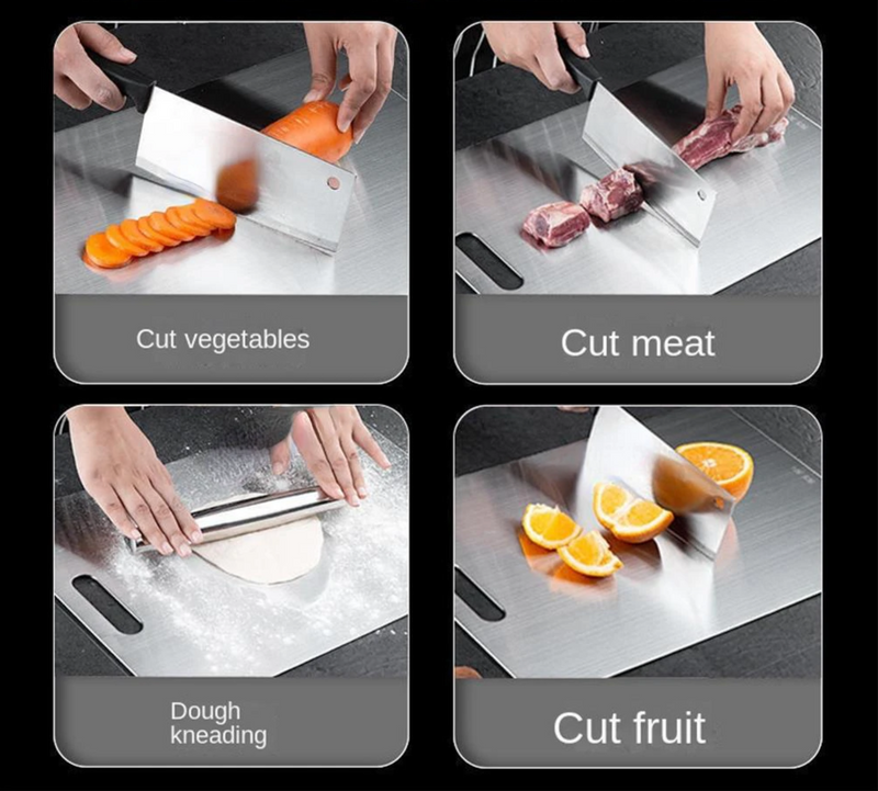 SteelSlice – Dubbelzijdige Titanium Snijplank van 316 Roestvrij Staal