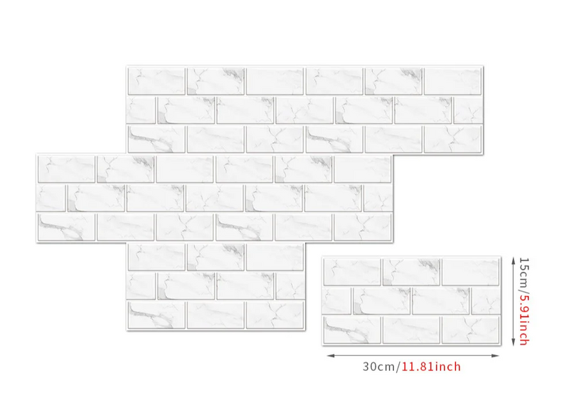 RetroBrick – 6-delige Zelfklevende Retro Baksteen Wandstickers (30x15cm)