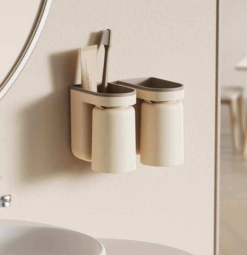 DuoClean 2-in-1 Wandhouder voor Tandenborstel en Beker – Slimme Opberger zonder Boren