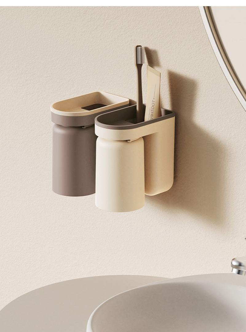 DuoClean 2-in-1 Wandhouder voor Tandenborstel en Beker – Slimme Opberger zonder Boren