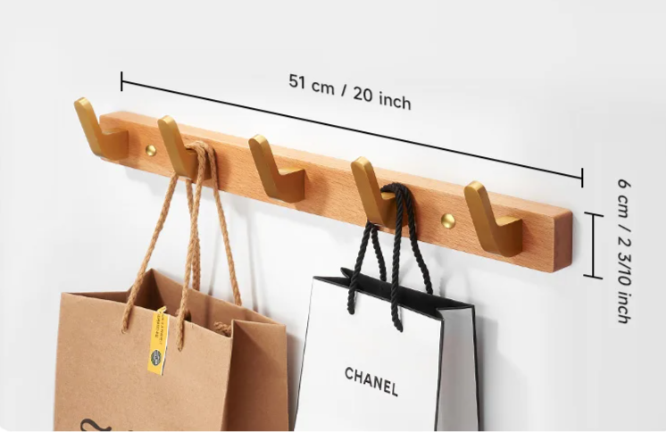 SARIHOSY Luxe Zwarte Houten Wandkapstok