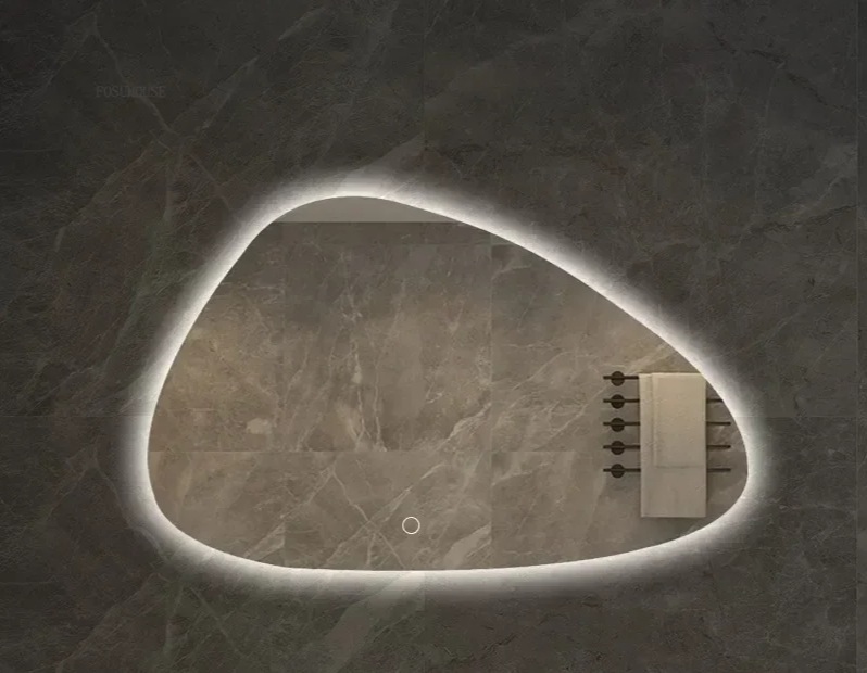 NordiLux Design Badkamerspiegel – Slimme LED Wandspiegel met Onregelmatige Vorm en Aluminium Frame