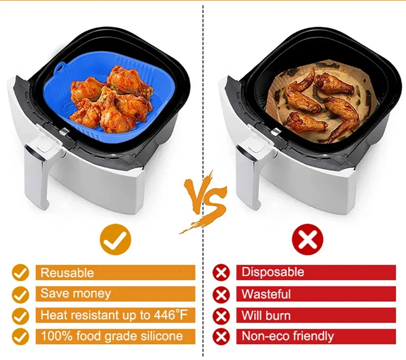 AirBake – Siliconen Airfryer Pot & Bakvorm – Herbruikbare Vierkante Oven- en BBQ-tray