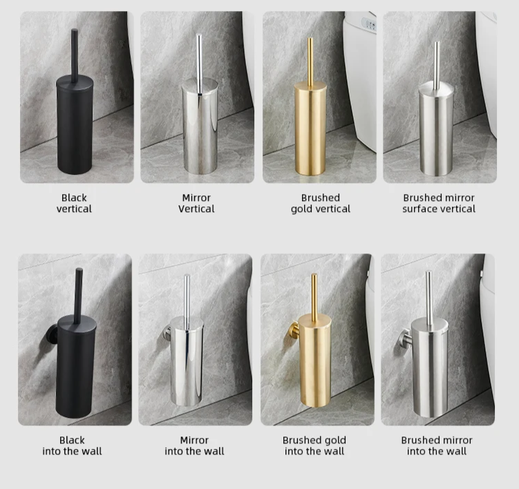 SteelClean Luxe Toiletborstel met Wandhouder – Zwart RVS Design