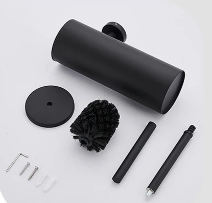 SteelClean Luxe Toiletborstel met Wandhouder – Zwart RVS Design