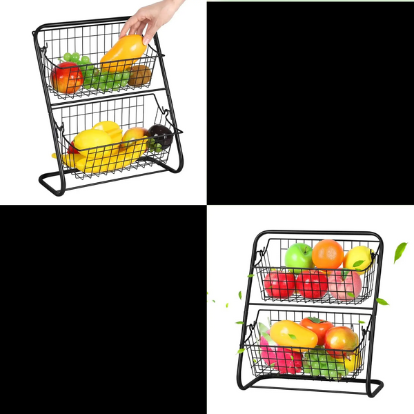 StackEase Dubbele Metalen Fruitmand