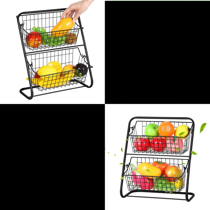 StackEase Dubbele Metalen Fruitmand