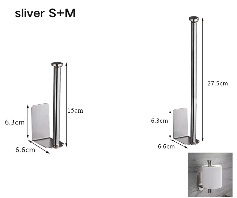 LUXROLLO - Zelfklevende RVS Toiletrolhouder (Verlengd & Zonder Boren)