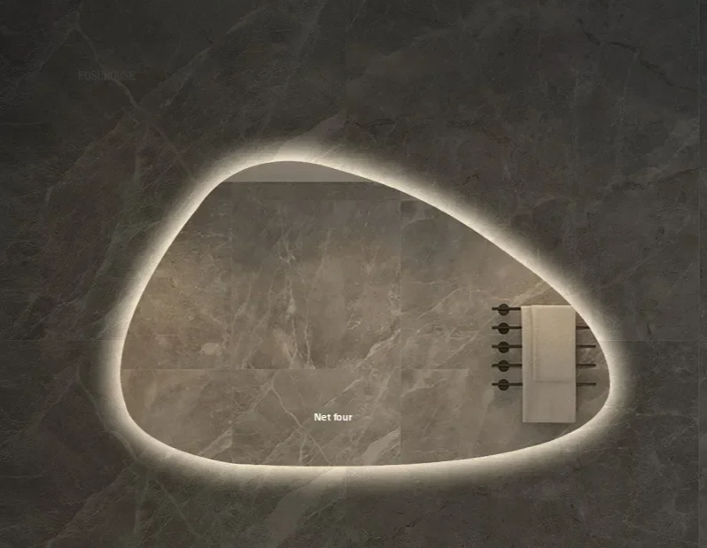 NordiLux Design Badkamerspiegel – Slimme LED Wandspiegel met Onregelmatige Vorm en Aluminium Frame