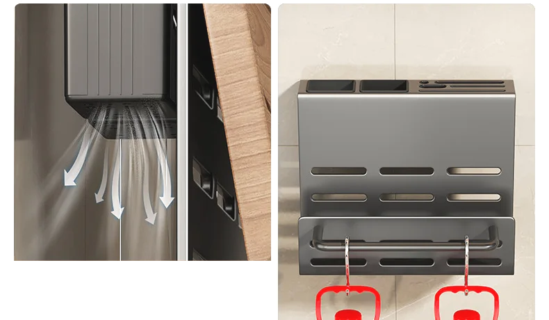 ChefSpace Wandgemonteerd Messenrek met Snijplankhouder – Roestvrijstaal