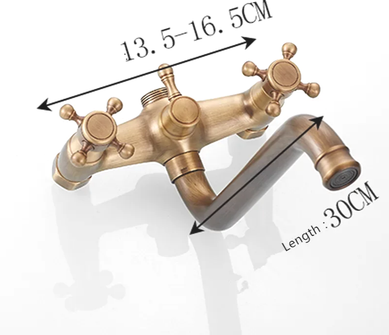 ZGRK Luxe Retro Douchekraan Set – Messing Wandmodel met Handdouche & Verlengde Uitloop