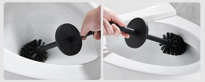 SteelClean Luxe Toiletborstel met Wandhouder – Zwart RVS Design