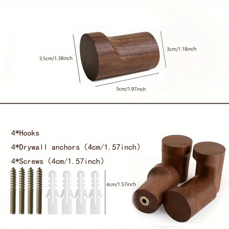 WalnutElegance Traditionele Handgemaakte Wandhaken