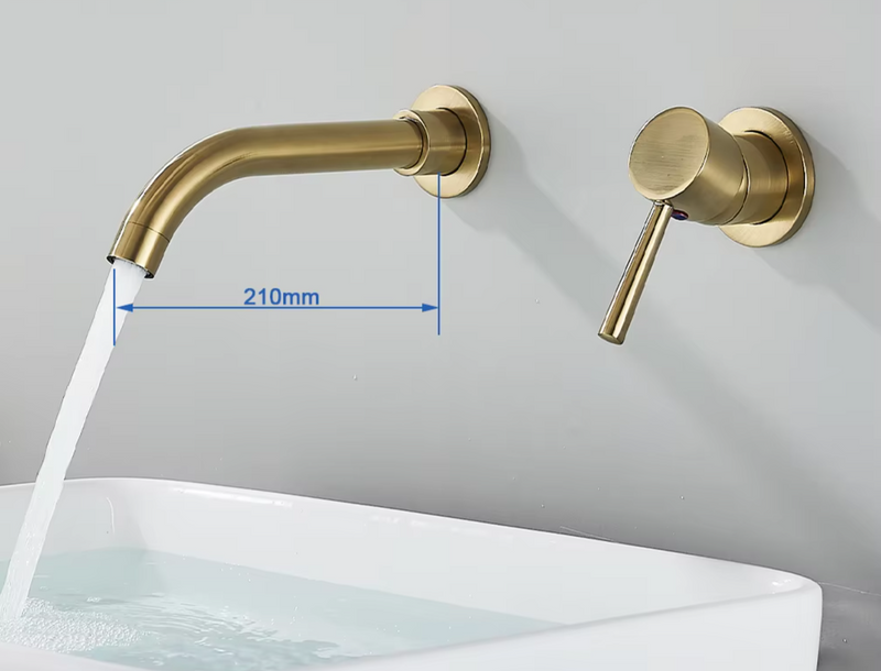 LuxaWall Elite – Inbouw Wastafelkraan in Geborsteld Goud