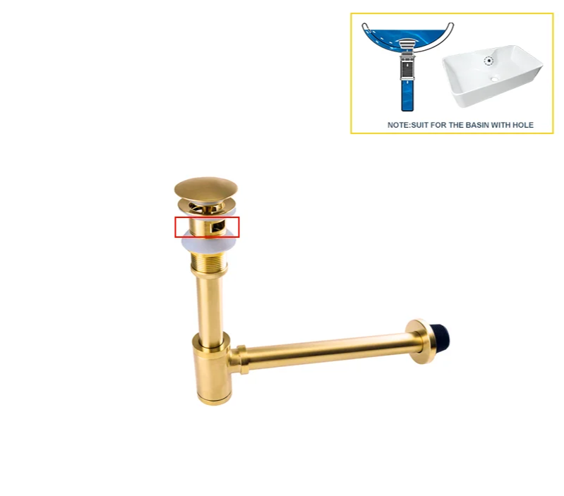 AquaStop Luxe Koperkleurige Geurvrije Sifon & Pop-Up Afvoer