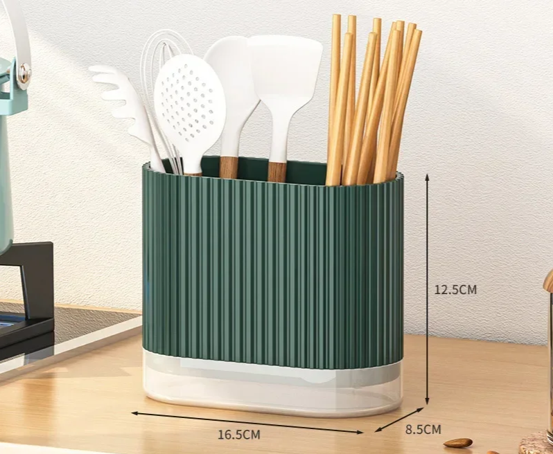 Organix – Multifunctionele Keukenbestekhouder met Afvoer & Wandmontage (Zonder Boren)