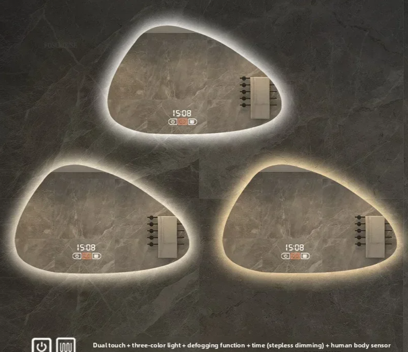 NordiLux Design Badkamerspiegel – Slimme LED Wandspiegel met Onregelmatige Vorm en Aluminium Frame