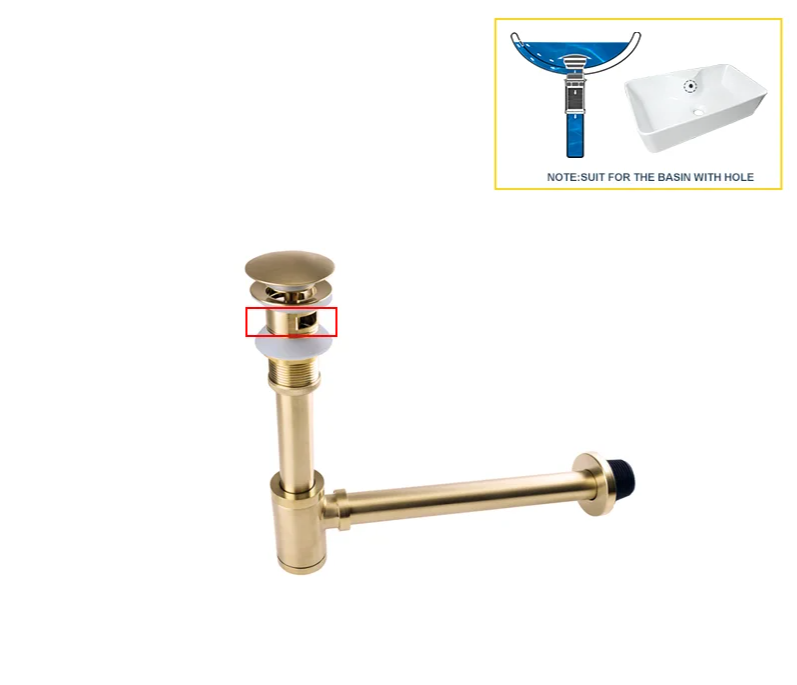 AquaStop Luxe Koperkleurige Geurvrije Sifon & Pop-Up Afvoer