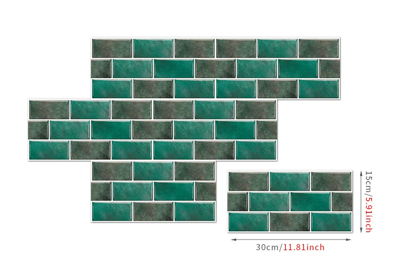 RetroBrick – 6-delige Zelfklevende Retro Baksteen Wandstickers (30x15cm)