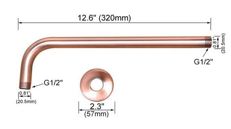 VintageRain 8” Ronde Regendouchekop in Antiek Roodkoper – Inclusief Muurarm (Standaard 1/2”) – Luxe Douchekop van Massief Messing