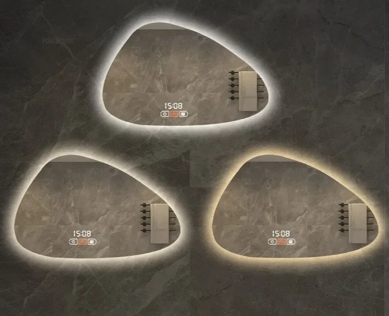 NordiLux Design Badkamerspiegel – Slimme LED Wandspiegel met Onregelmatige Vorm en Aluminium Frame