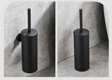 SteelClean Luxe Toiletborstel met Wandhouder – Zwart RVS Design
